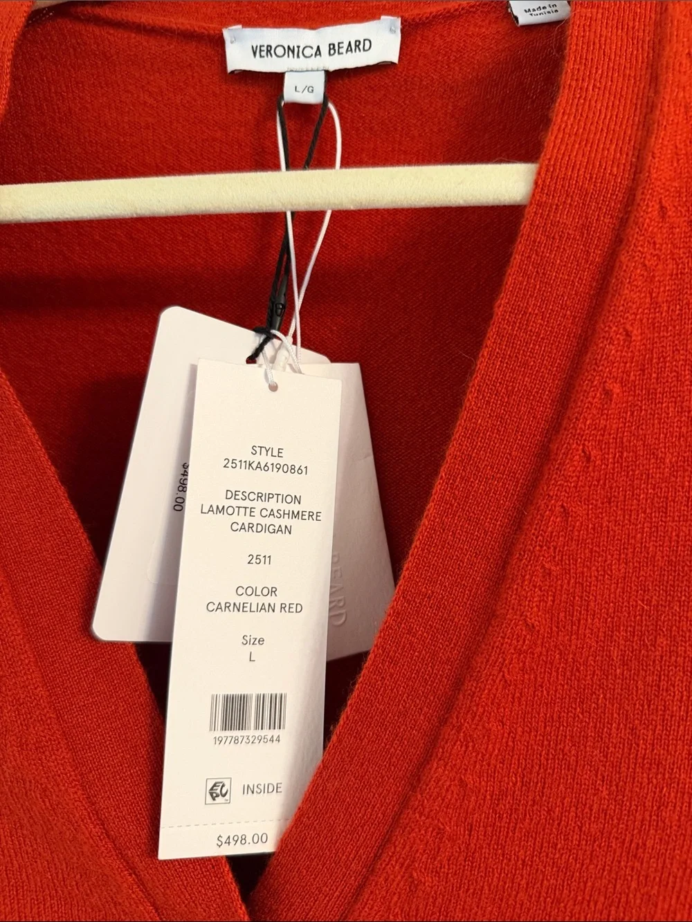 Veronica Beard Lamotte Cashmere Cardigan in Carnelian Red NWT